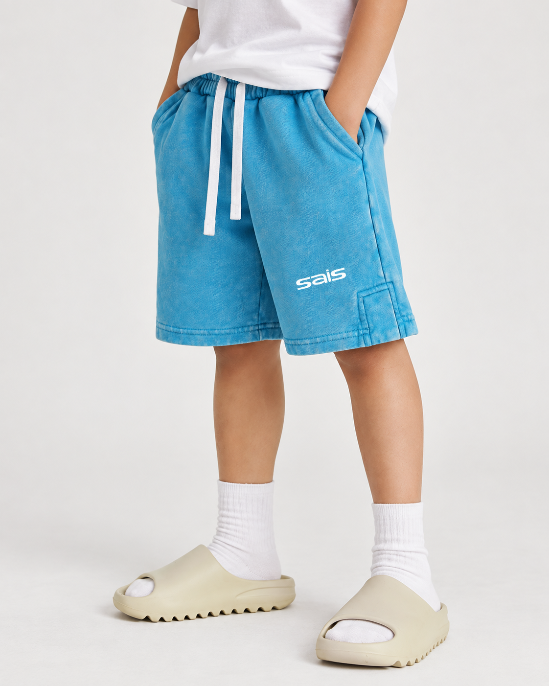 Relaxed Kids Streetwear Shorts – Sky Blue