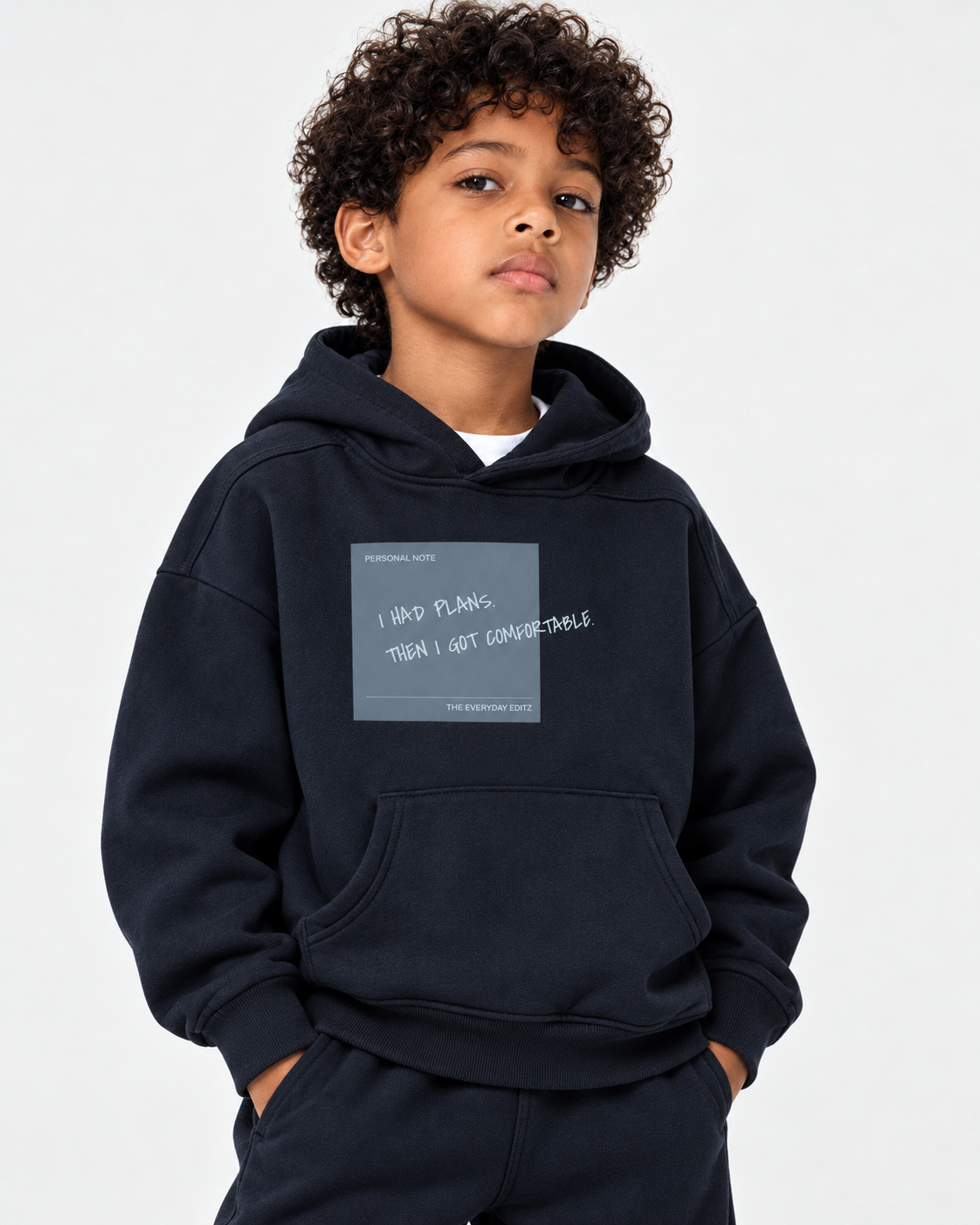 I Had Plans Kids' Oversized Graphic Hoodie – Navy